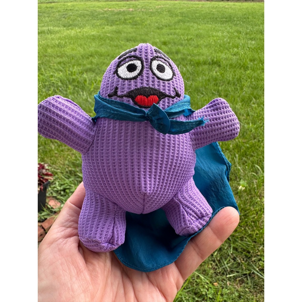 Vintage2000 McDonald Grimace Plush Fisher-Price Waffle Knit Purple Toy with Cape - Picture 4 of 6